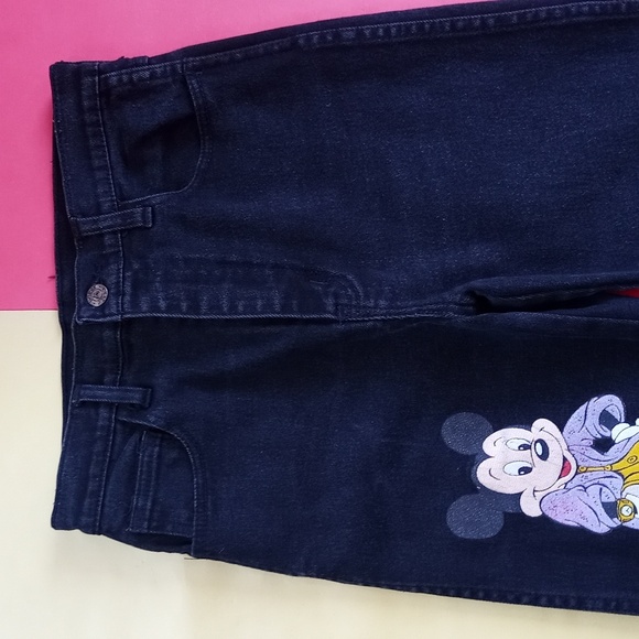 Vintage Mickey Mouse Black Denim Jeans UNISEX - Picture 8 of 11